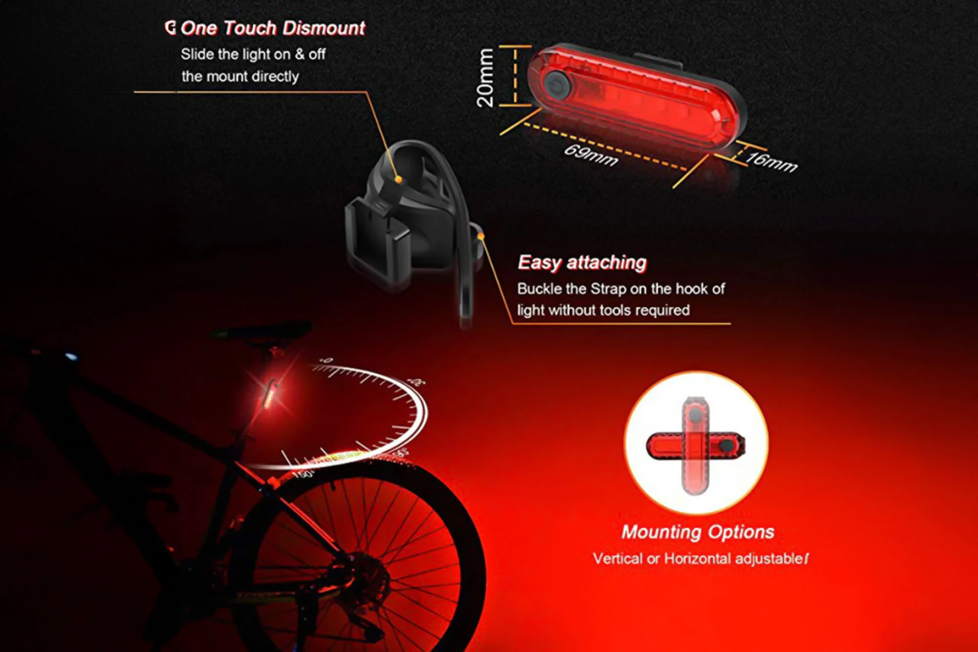 Éclairage avant et arrière rechargeable par USB - Image 3