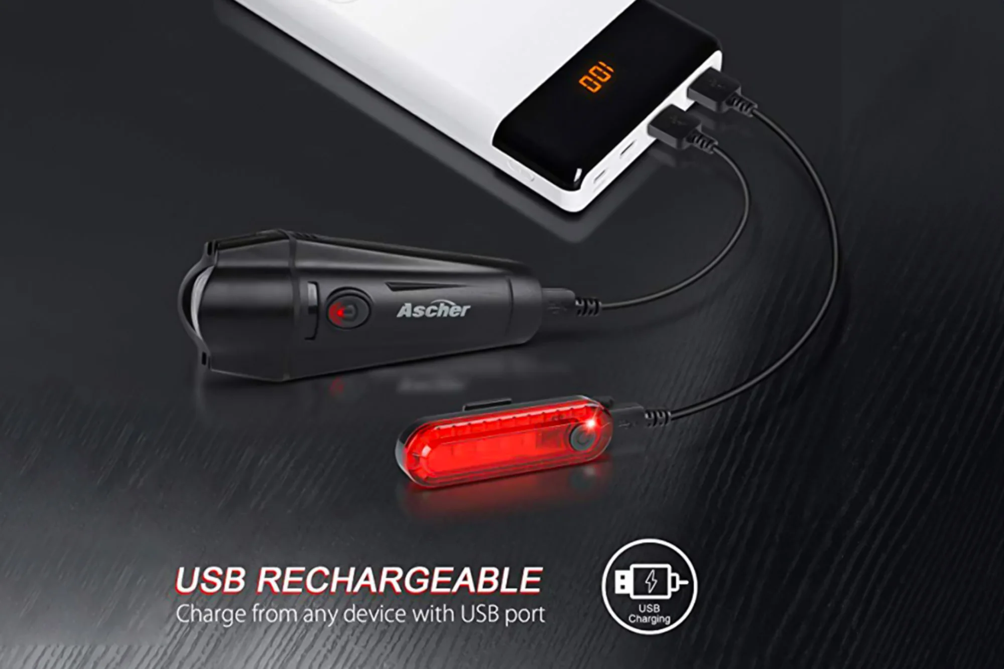 Éclairage avant et arrière rechargeable par USB - Image 4